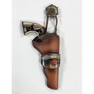 John Wayne Straight Shooter "Western Hero" Pistol Plaque Bradford Exchange COA